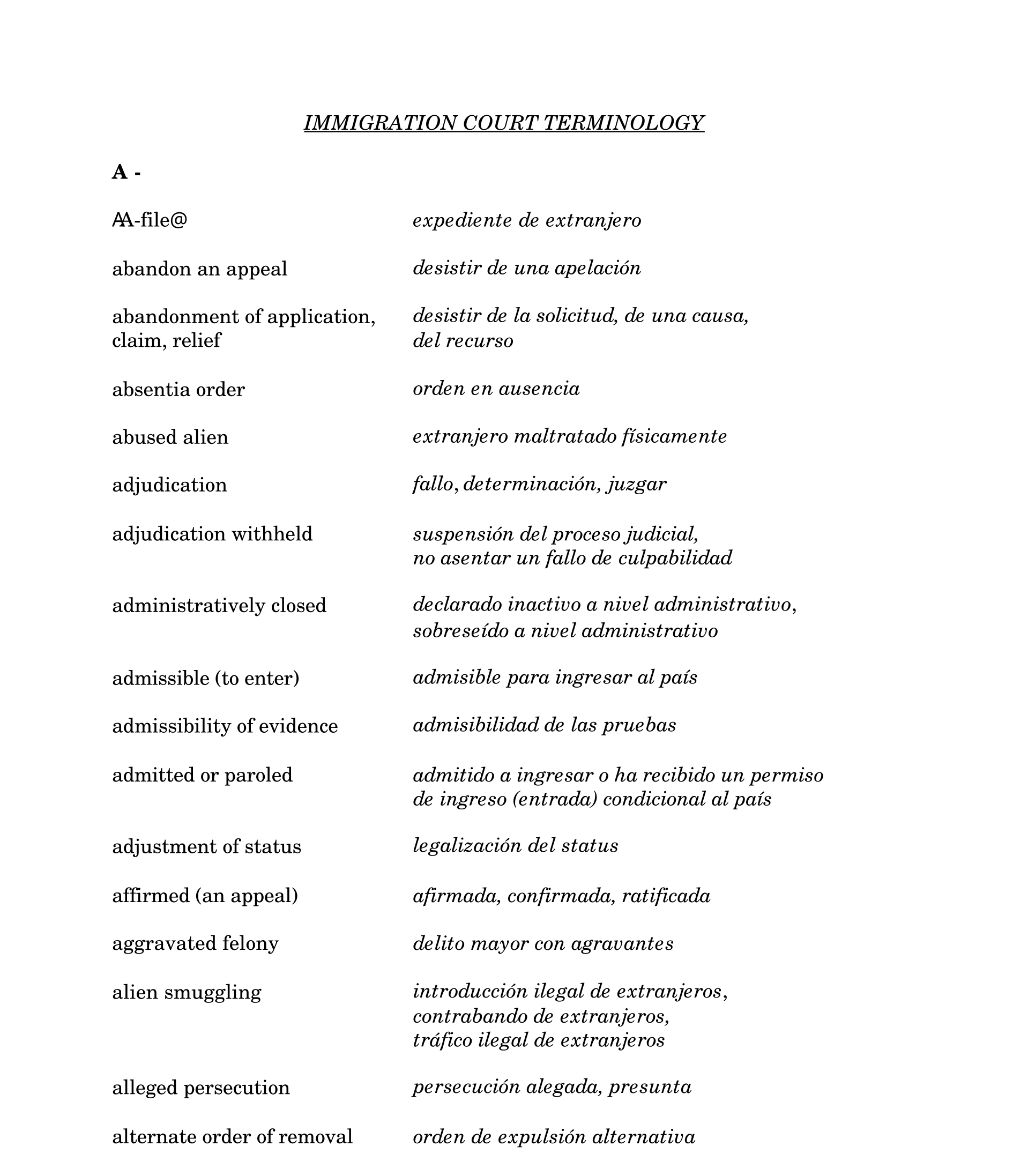 Cover of EOIR Glossary Part II